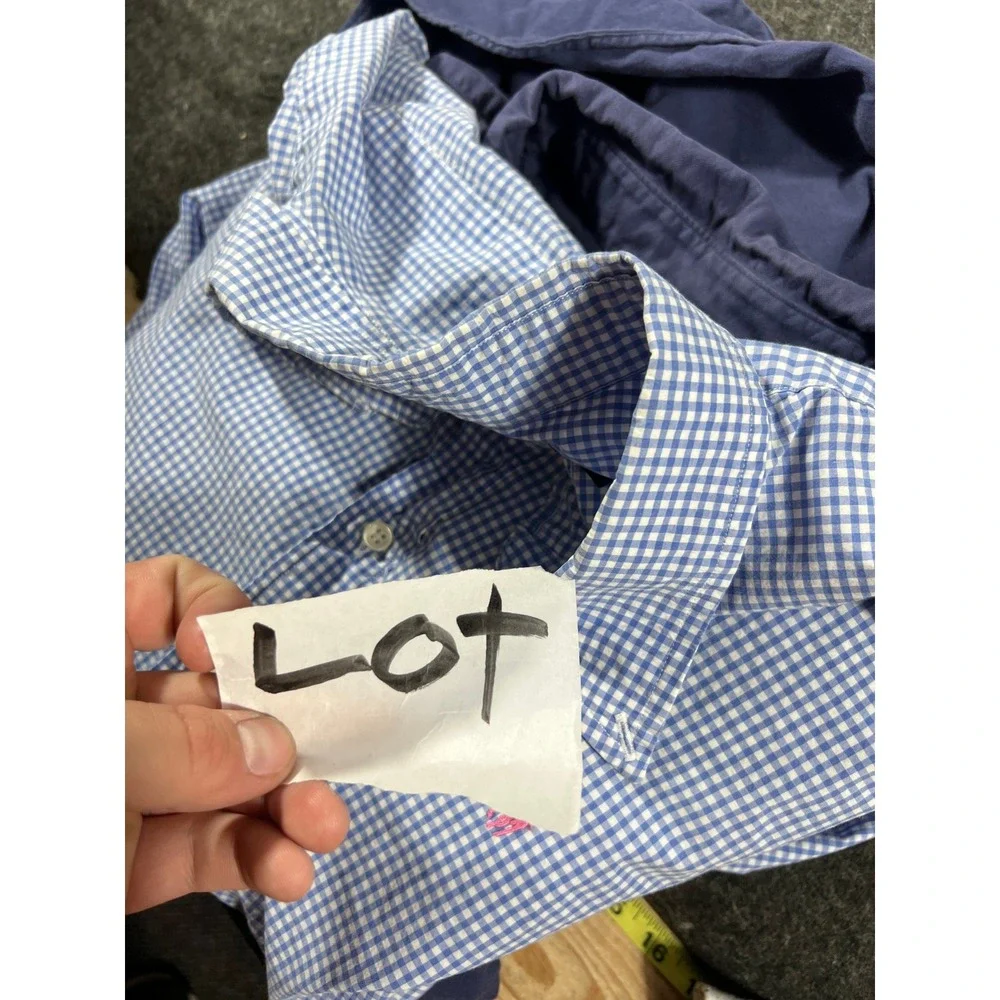 Bundle Ralph Lauren Button Down Shirt Mens XL Slim Fit Blue Gingham Check Preppy